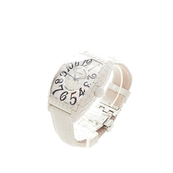 フランクミュラー トノーカーべックス 8880 SC WHT CRO ホワイト レザー ステンレススチール 腕時計 メンズ FRANCK MULLER 自動巻き(手巻付き) ホワイト文字盤 【中古】