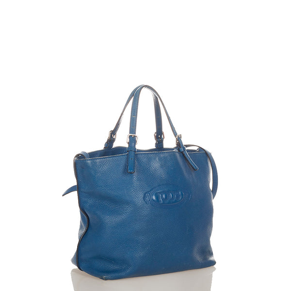 トッズ ブルー レザー ハンドバッグ ショルダーバッグ 2WAY レディース TOD’S 【中古】