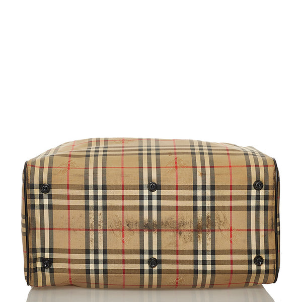 バーバリー ノバチェック ベージュ キャンバス ボストンバッグ レディース BURBERRY 【中古】