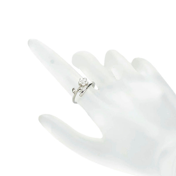 ポンテヴェキオ K18WG ホワイトゴールド ダイヤ0.12ct フラワー リング 指輪 レディース Ponte Vecchio 9号 【中古】