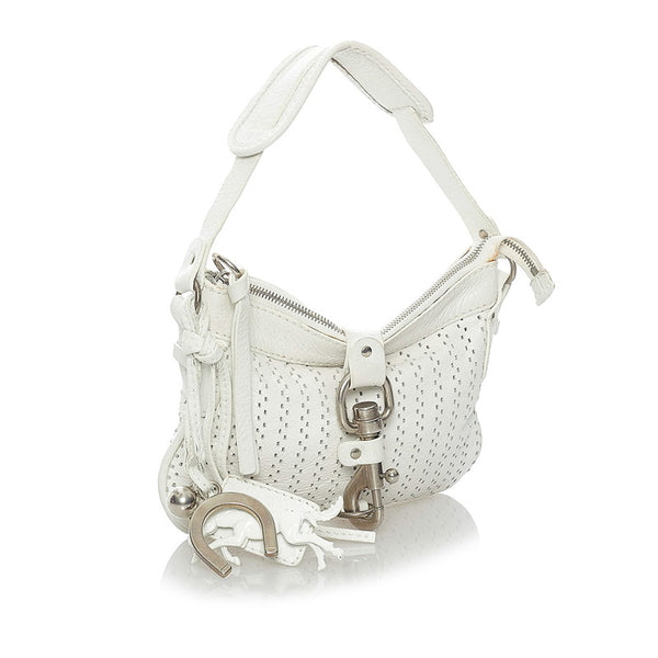 クロエ パンチング ショルダーバッグ ホワイト レザー レディース Chloe 【中古】