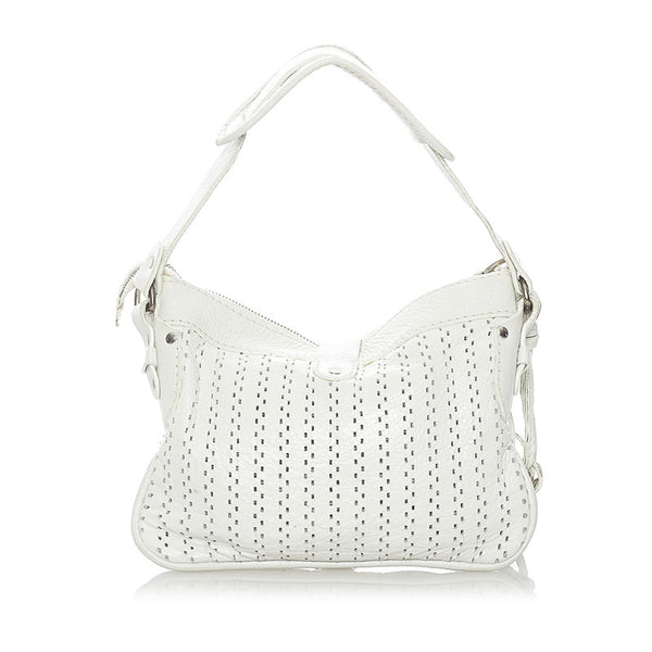 クロエ パンチング ショルダーバッグ ホワイト レザー レディース Chloe 【中古】