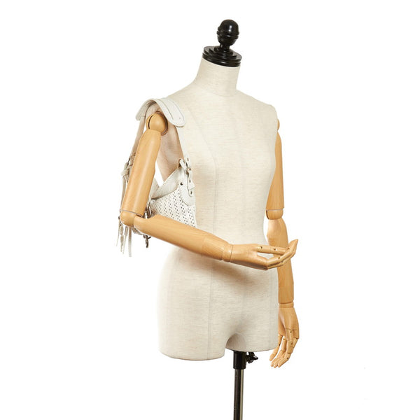 クロエ パンチング ショルダーバッグ ホワイト レザー レディース Chloe 【中古】