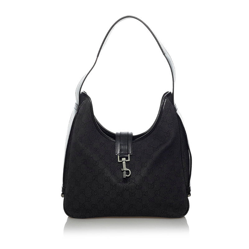 グッチ GGキャンバス ワンショルダーバッグ 143746 ブラック キャンバス レザー レディース GUCCI 【中古】