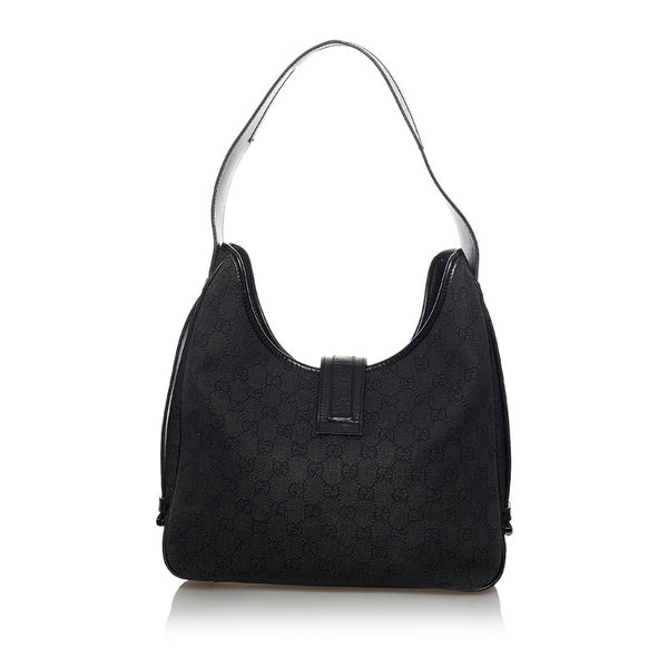 グッチ GGキャンバス ワンショルダーバッグ 143746 ブラック キャンバス レザー レディース GUCCI 【中古】