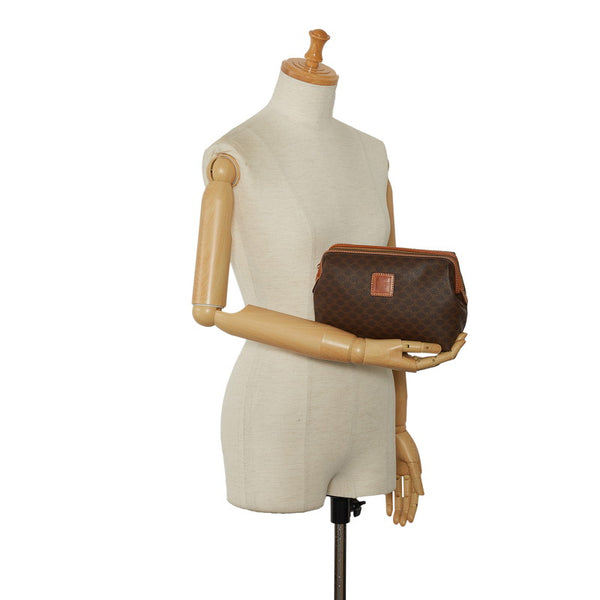 セリーヌ マカダム クラッチバッグ ポーチ ブラウン PVC レディース CELINE 【中古】