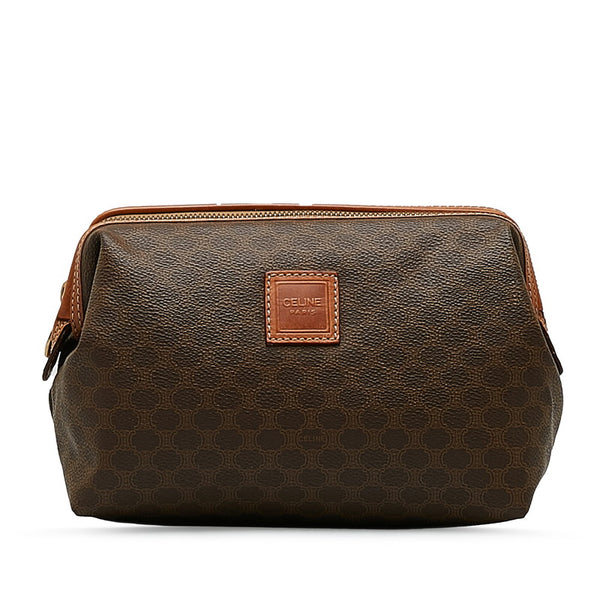 セリーヌ マカダム クラッチバッグ ポーチ ブラウン PVC レディース CELINE 【中古】