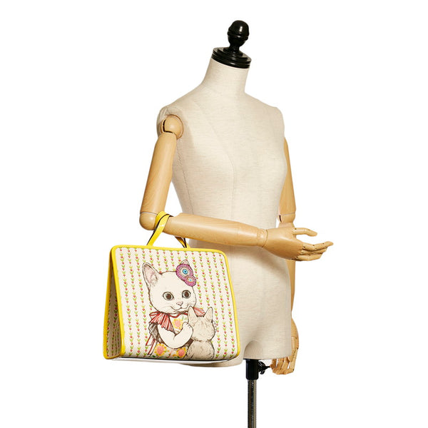 グッチ ヒグチユウコ 日本限定 チルドレンズ トートバッグ 605614 ホワイト イエロー キャンバス エナメル レディース GUCCI 【中古】