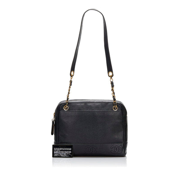 シャネル ココマーク チェーン トートバッグ ショルダーバッグ ブラック キャビアスキン レディース CHANEL 【中古】