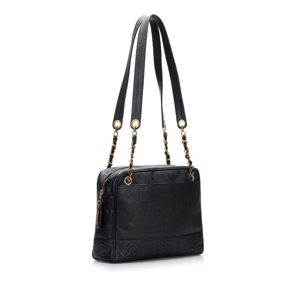 シャネル ココマーク チェーン トートバッグ ショルダーバッグ ブラック キャビアスキン レディース CHANEL 【中古】