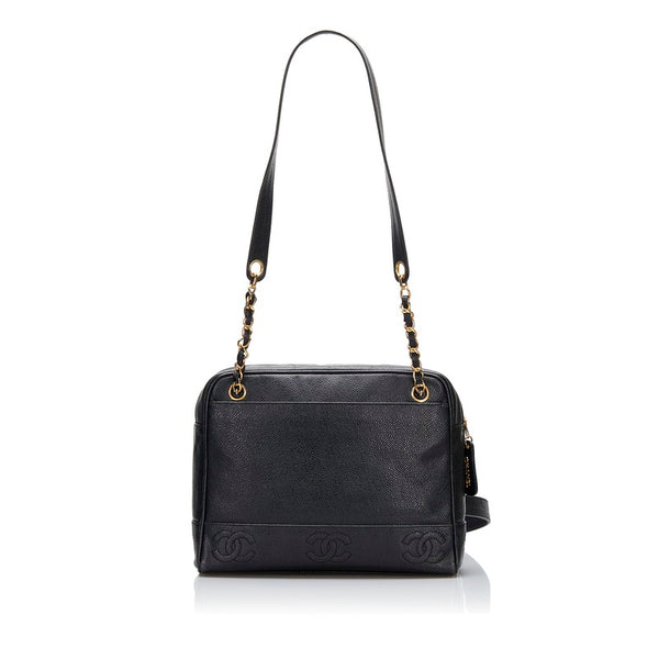 シャネル ココマーク チェーン トートバッグ ショルダーバッグ ブラック キャビアスキン レディース CHANEL 【中古】