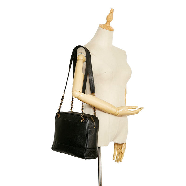 シャネル ココマーク チェーン トートバッグ ショルダーバッグ ブラック キャビアスキン レディース CHANEL 【中古】