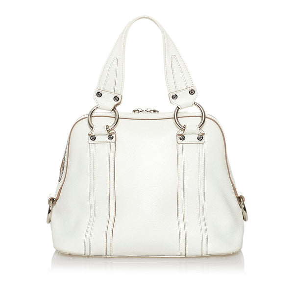 エム シー エム スタッズ ハンドバッグ ホワイト レザー レディース MCM 【中古】