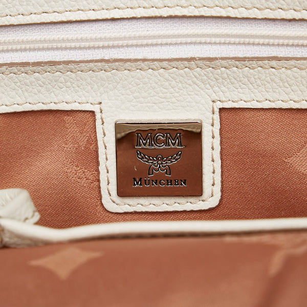 エム シー エム スタッズ ハンドバッグ ホワイト レザー レディース MCM 【中古】