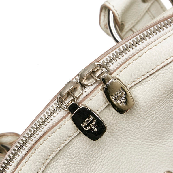 エム シー エム スタッズ ハンドバッグ ホワイト レザー レディース MCM 【中古】
