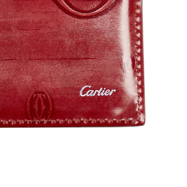 カルティエ ハッピーバースデー 長財布 ボルドー エナメル レディース CARTIER 【中古】