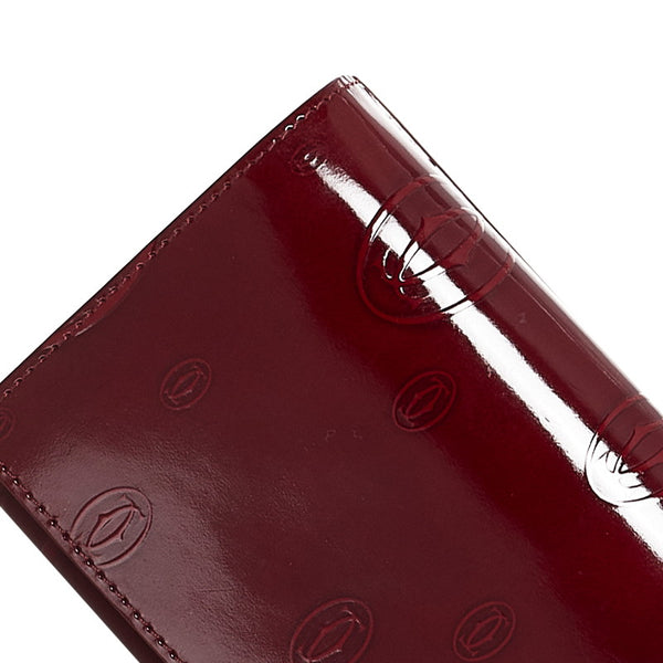 カルティエ ハッピーバースデー 長財布 ボルドー エナメル レディース CARTIER 【中古】