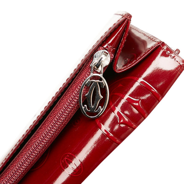 カルティエ ハッピーバースデー 長財布 ボルドー エナメル レディース CARTIER 【中古】