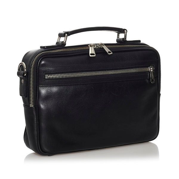 ドルチェアンドガッバーナ ブラック レザー ハンドバッグ メンズ DOLCE&GABBANA 【中古】