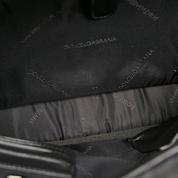 ドルチェアンドガッバーナ ブラック レザー ハンドバッグ メンズ DOLCE&GABBANA 【中古】