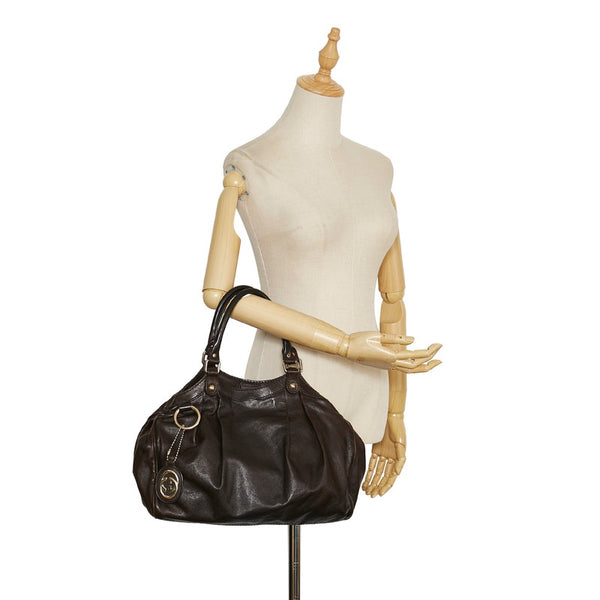 グッチ スーキー ハンドバッグ 211944 ブラウン レザー レディース GUCCI 【中古】