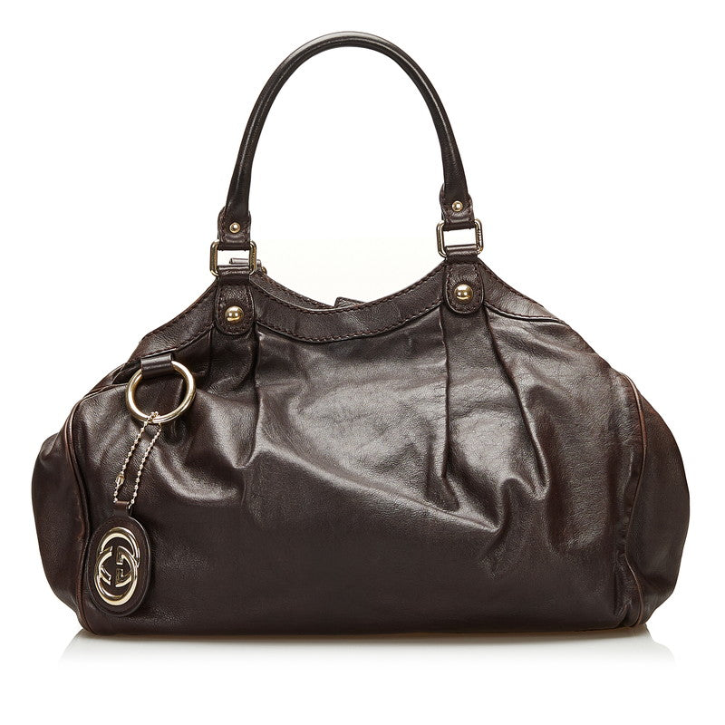 グッチ スーキー ハンドバッグ 211944 ブラウン レザー レディース GUCCI 【中古】