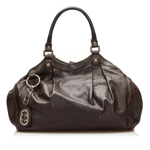 グッチ スーキー ハンドバッグ 211944 ブラウン レザー レディース GUCCI 【中古】