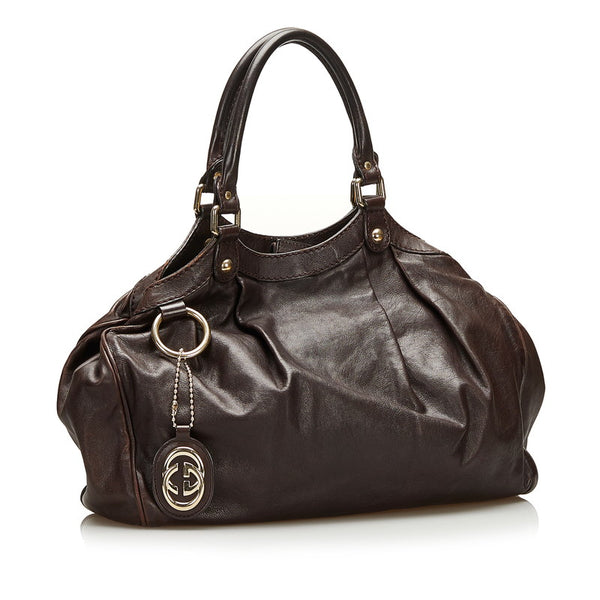 グッチ スーキー ハンドバッグ 211944 ブラウン レザー レディース GUCCI 【中古】