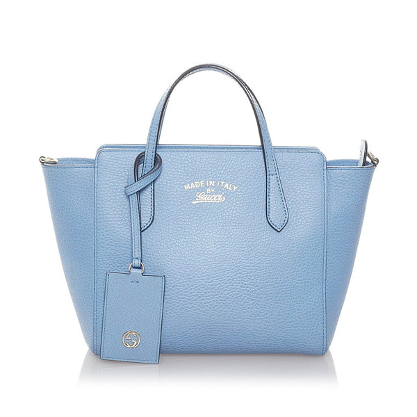 グッチ スイング ハンドバッグ ショルダーバッグ 2WAY 368827 水色 レザー レディース GUCCI 【中古】