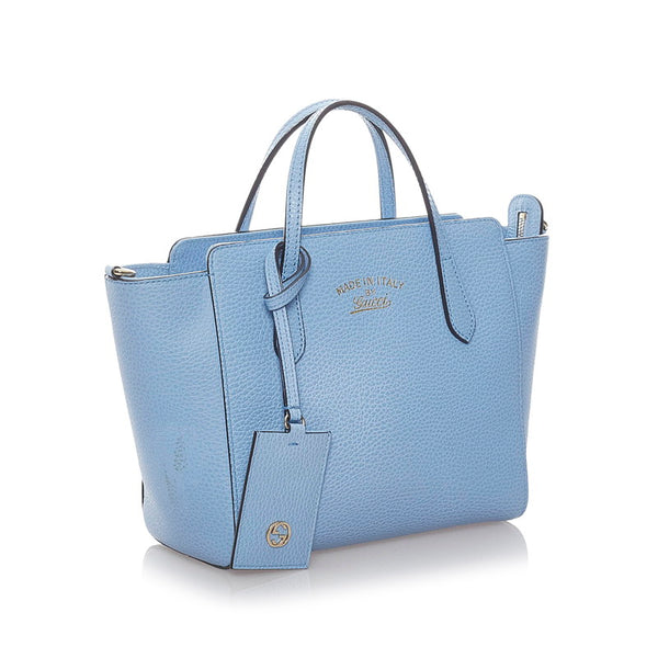 グッチ スイング ハンドバッグ ショルダーバッグ 2WAY 368827 水色 レザー レディース GUCCI 【中古】