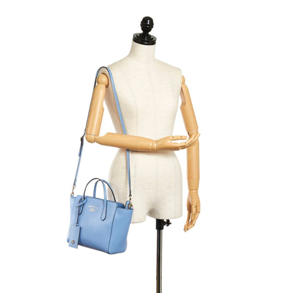 グッチ スイング ハンドバッグ ショルダーバッグ 2WAY 368827 水色 レザー レディース GUCCI 【中古】