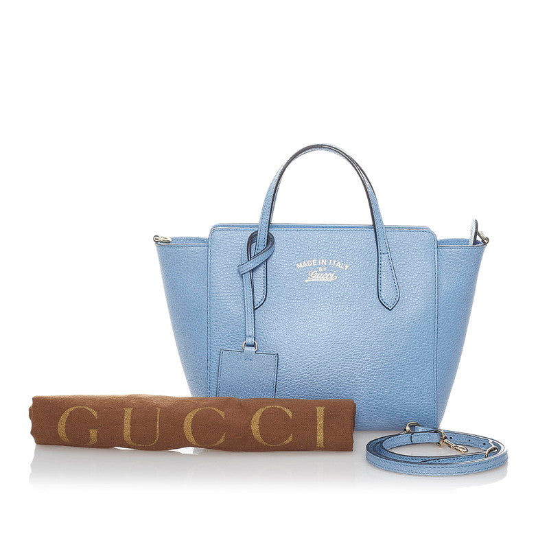 グッチ スイング ハンドバッグ ショルダーバッグ 2WAY 368827 水色 レザー レディース GUCCI 【中古】