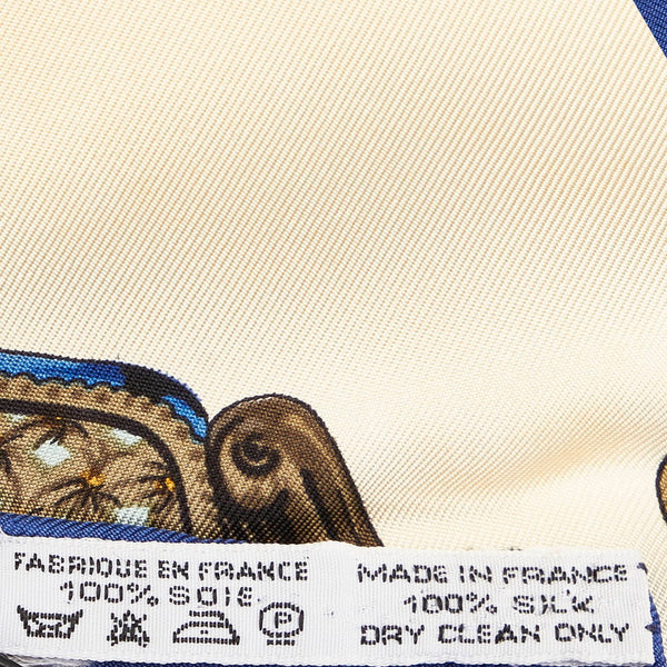 エルメス カレ90 LA PERRIERE 折り畳み式幌の馬車 スカーフ ブルー シルク レディース HERMES 【中古】