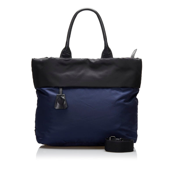 プラダ テスート  ハンドバッグ ショルダーバッグ 2WAY ネイビー ブラック ナイロン レザー レディース PRADA 【中古】