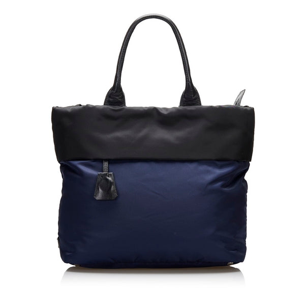 プラダ テスート  ハンドバッグ ショルダーバッグ 2WAY ネイビー ブラック ナイロン レザー レディース PRADA 【中古】