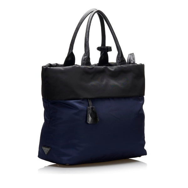 プラダ テスート  ハンドバッグ ショルダーバッグ 2WAY ネイビー ブラック ナイロン レザー レディース PRADA 【中古】