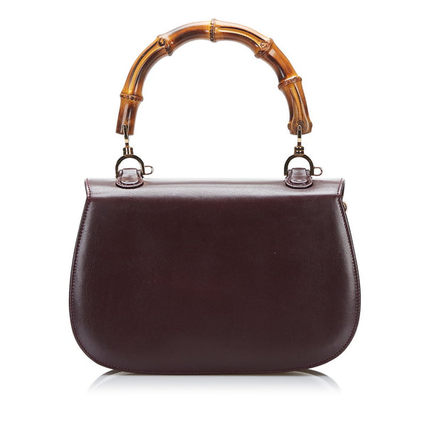 グッチ バンブー ハングバッグ ショルダーバッグ 2WAY 000 1364 ワインレッド ブラウン レザー レディース GUCCI 【中古】