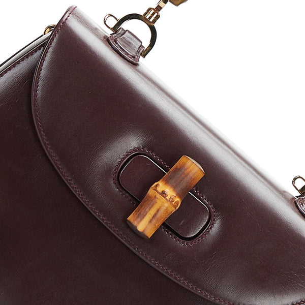 グッチ バンブー ハングバッグ ショルダーバッグ 2WAY 000 1364 ワインレッド ブラウン レザー レディース GUCCI 【中古】