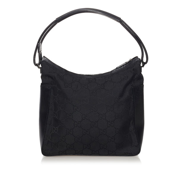 グッチ GGナイロン ワンショルダーバッグ 001 3766 ブラック ナイロン レザー レディース GUCCI 【中古】