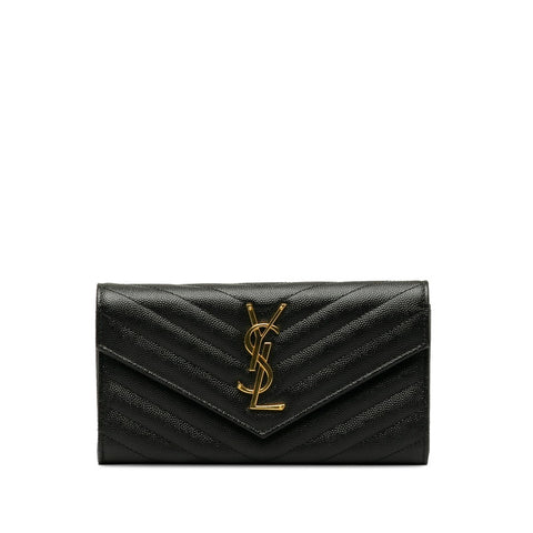 サンローラン モノグラム カサンドラ ロングウォレット 長財布 GBL372264 ブラック ゴールド レザー レディース SAINT LAURENT 【中古】