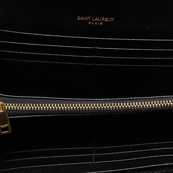 サンローラン モノグラム カサンドラ ロングウォレット 長財布 GBL372264 ブラック ゴールド レザー レディース SAINT LAURENT 【中古】