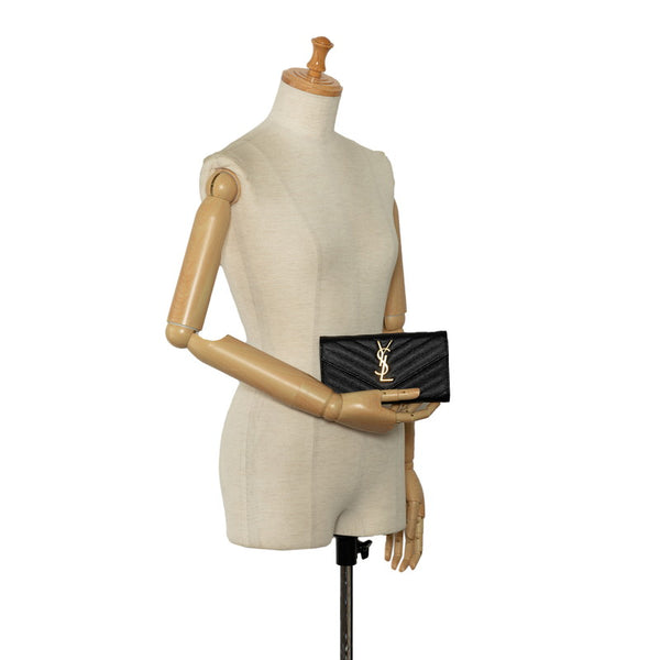 サンローラン モノグラム カサンドラ ロングウォレット 長財布 GBL372264 ブラック ゴールド レザー レディース SAINT LAURENT 【中古】