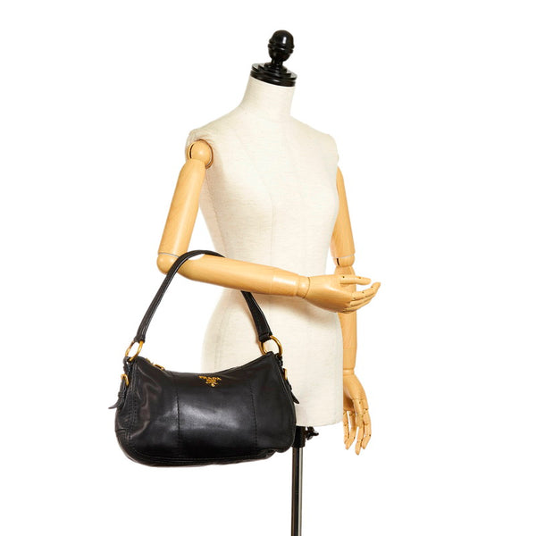 プラダ ワンショルダーバッグ ブラック レザー レディース PRADA 【中古】