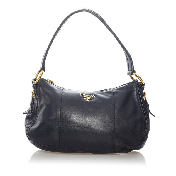 プラダ ワンショルダーバッグ ブラック レザー レディース PRADA 【中古】