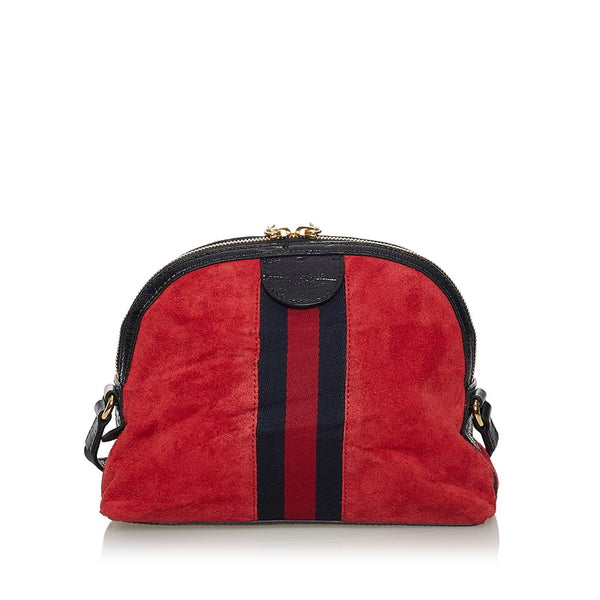 グッチ オフィディア 斜め掛け ショルダーバッグ 499621 レッド ブラック スウェード レザー レディース GUCCI 【中古】