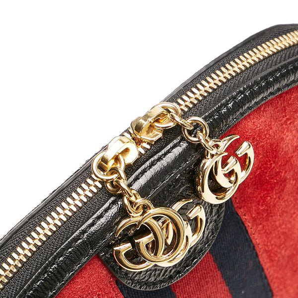 グッチ オフィディア 斜め掛け ショルダーバッグ 499621 レッド ブラック スウェード レザー レディース GUCCI 【中古】