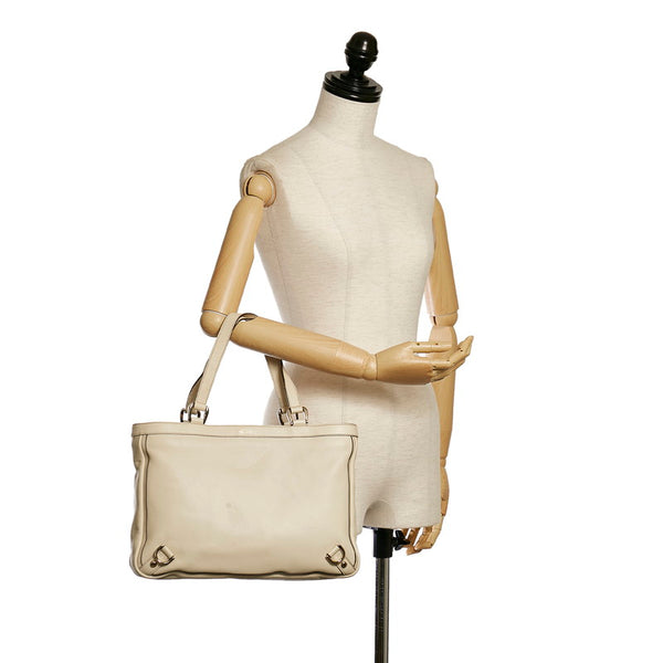 グッチ ハンドバッグ トートバッグ 170004 ホワイト レザー レディース GUCCI 【中古】