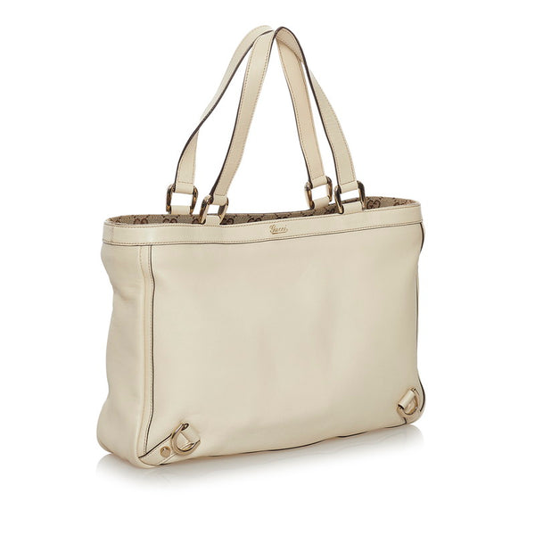 グッチ ハンドバッグ トートバッグ 170004 ホワイト レザー レディース GUCCI 【中古】