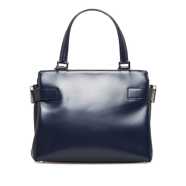 サルヴァトーレフェラガモ ガンチーニ ハンドバッグ ショルダーバッグ 2WAY AQ-21 0167 ネイビー レザー レディース Salvatore Ferragamo 【中古】