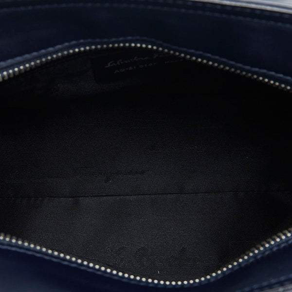 サルヴァトーレフェラガモ ガンチーニ ハンドバッグ ショルダーバッグ 2WAY AQ-21 0167 ネイビー レザー レディース Salvatore Ferragamo 【中古】